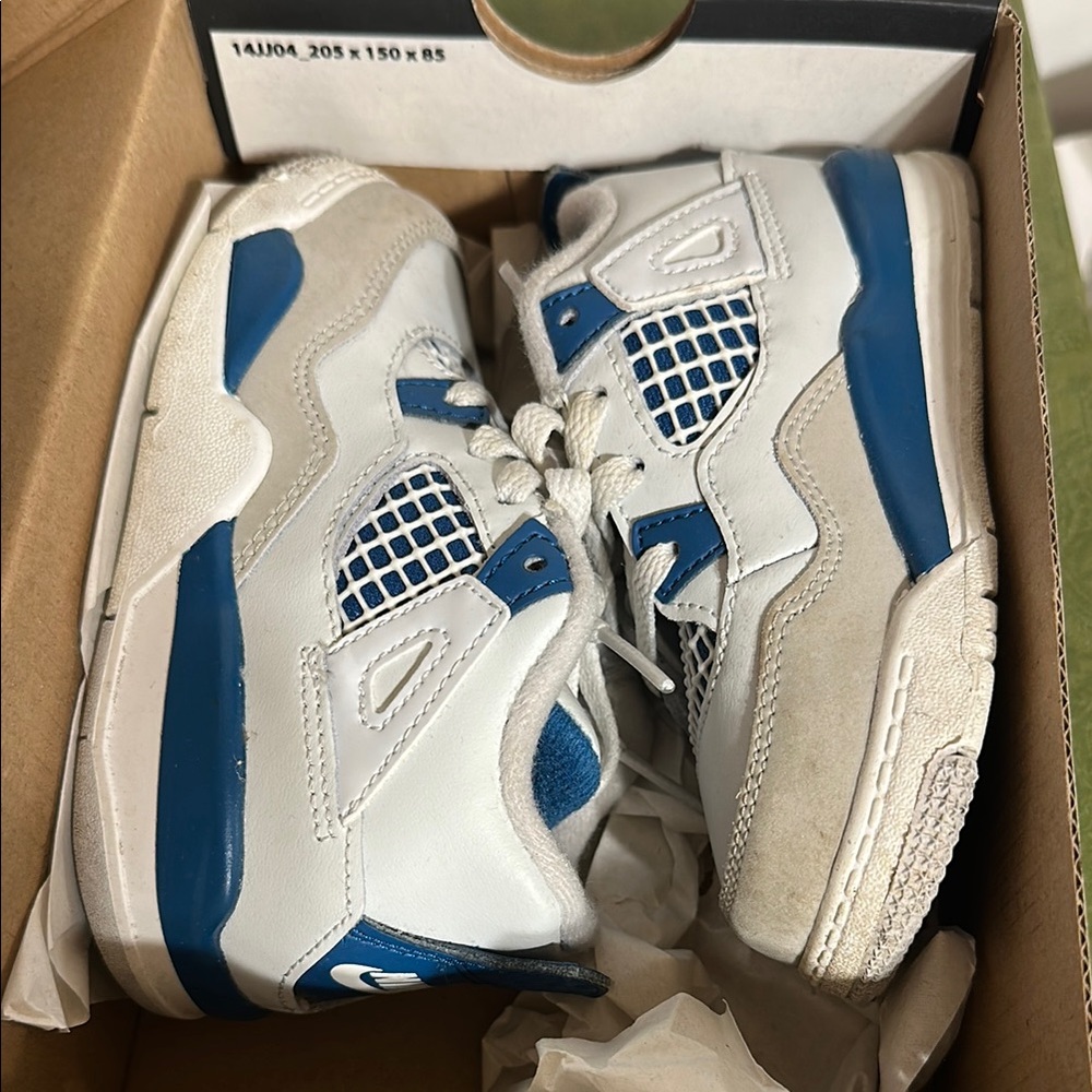 Jordan White and Blue High-Top Sneakers